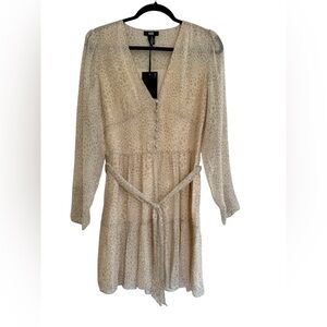 NWT PAIGE Cream Animal Print Long Sleeve Mini Dress